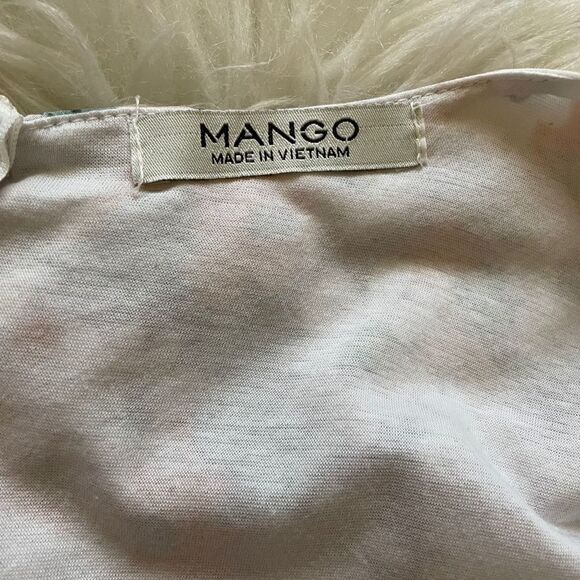 Mango Floral Puff Sleeve Side Tie MIDI Dress - Picture 9 of 9